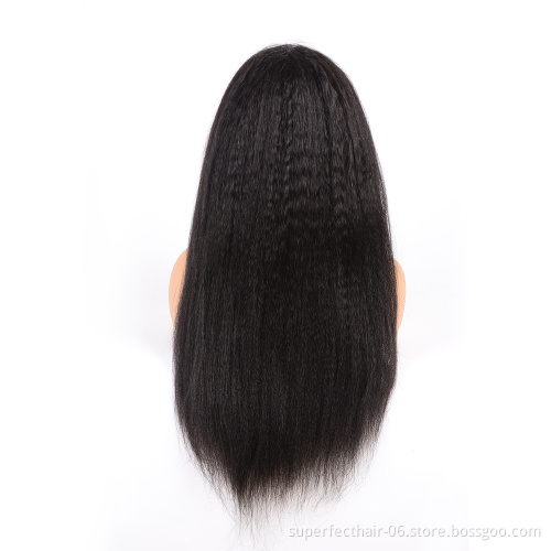 Kinky Straight Lace Front Human Hair Wig Pre Plucked With 100% Remy Human Hair Virgin Baby Hair Lace Wigs